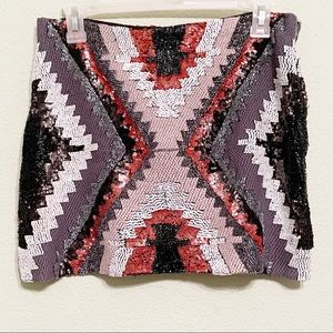 Zara Beaded Mini Skirt Sequin Embellished